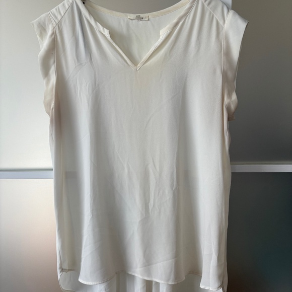Pleione Pleaded Back Semi sShear Lightweight Blouse Cream L - Picture 2 of 4